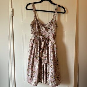 Lauren Conrad Chiffon Lavender Purple Floral Mini Dress Bow